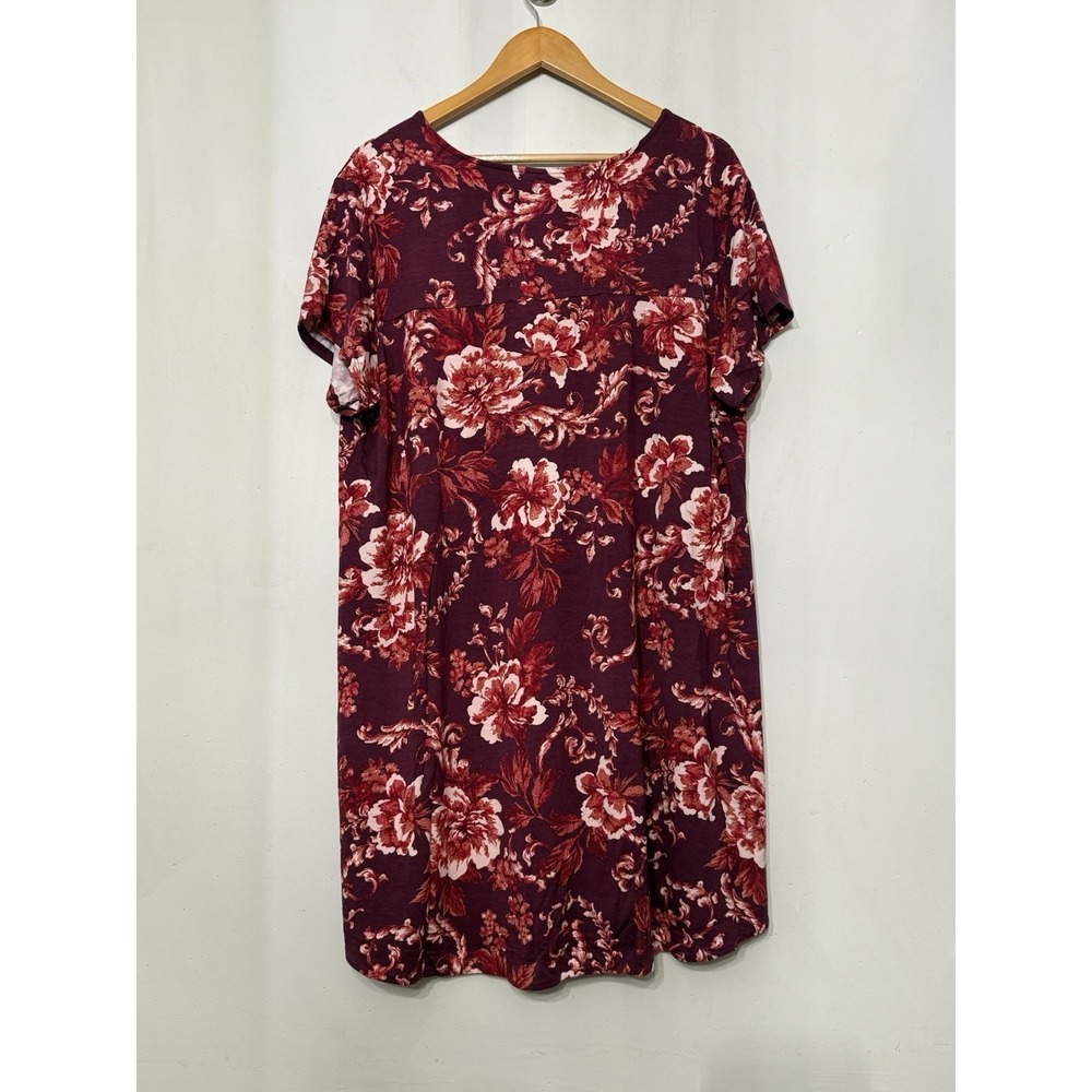 Soma Cool Nights Nightgown Sleep Shirt Soft Jersey Plum Floral Lounge NWT XXL - Picture 2 of 7